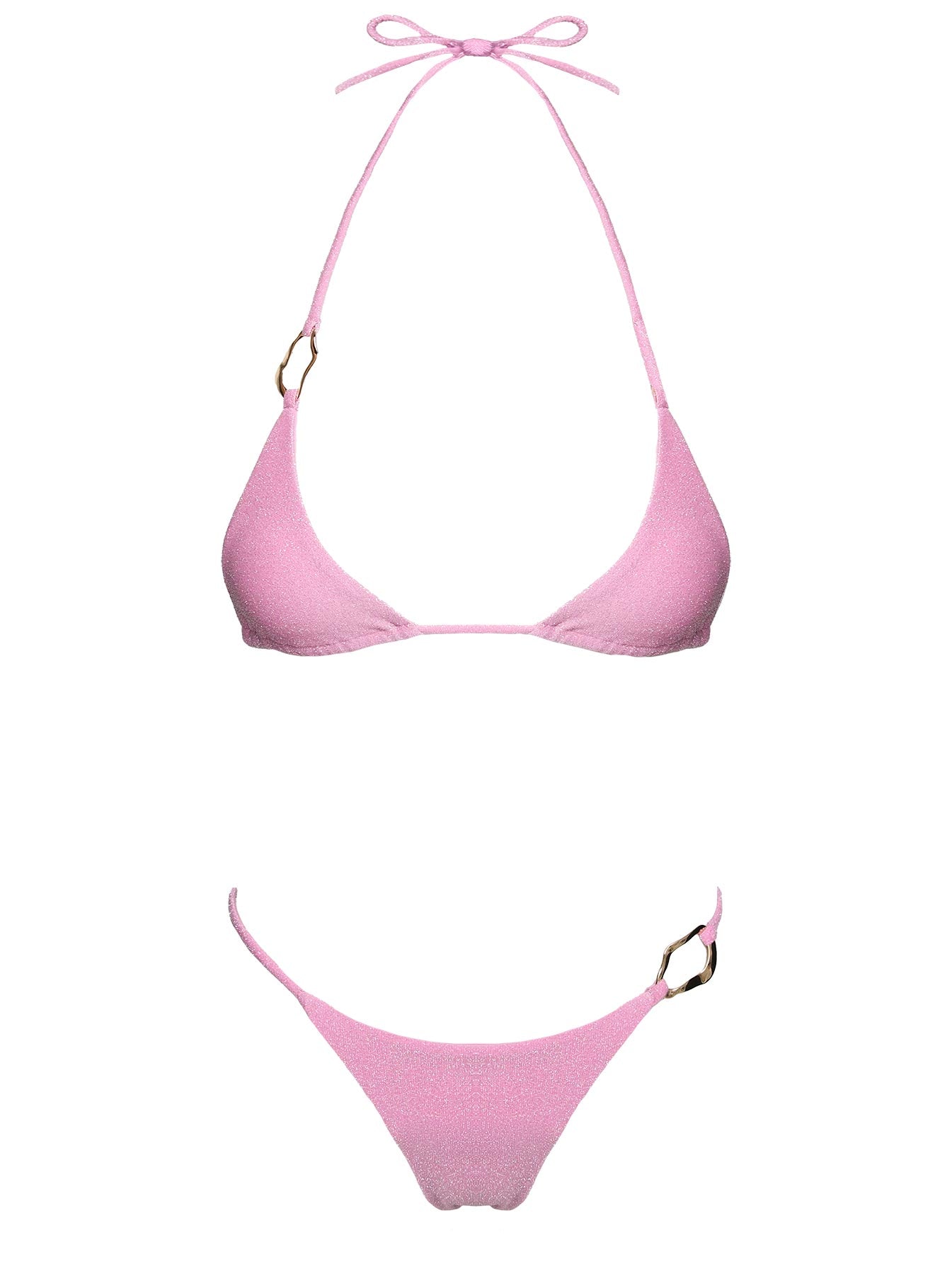 Aimi Glitter Tie Side Bikini Bottoms Pink